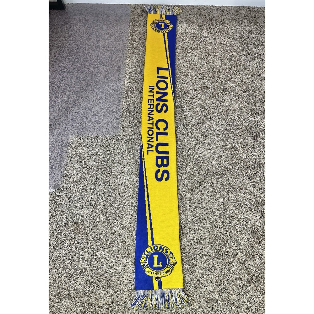 Official Lions Club International Fringed Winter Scarf Yellow Blue
